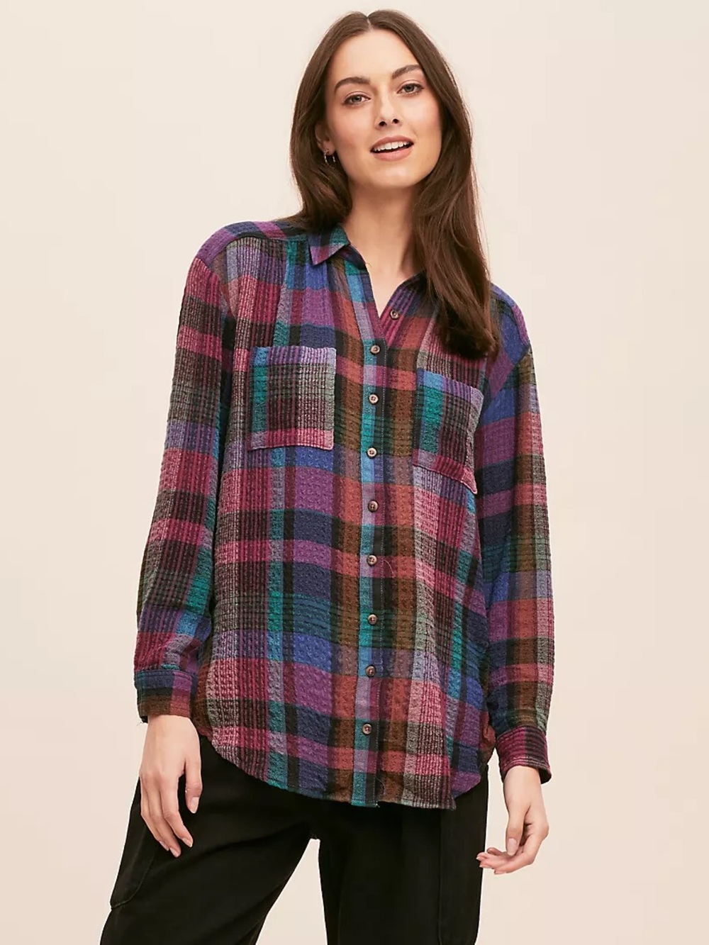 Anthropologie PILCRO Plaid Flannel Shirt Size S